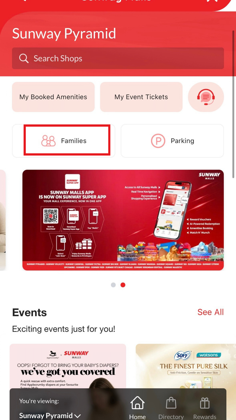 Select Families on the Sunway Pyramid mall page