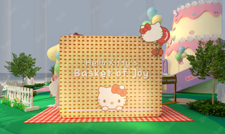 Hello Kitty and Friends Basket of Joy photo backdrop