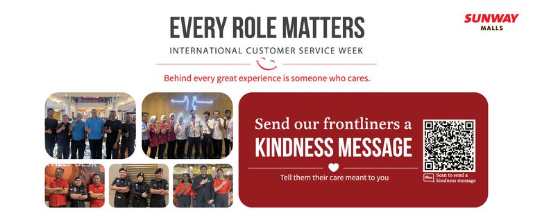 Every Role Matters banner for Sunway Pyramid, celebrating International Customer Service Week featuring the mall security, guest services and concierge, and management teams